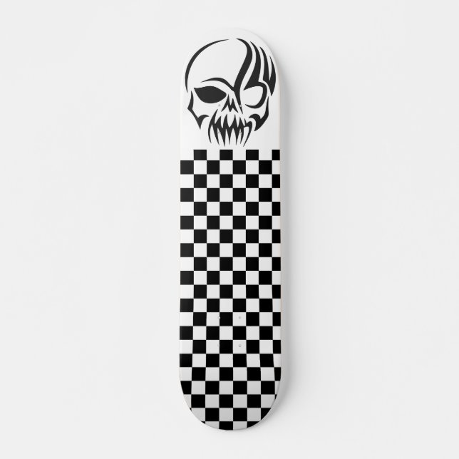 Tribal Skeleton Tattoo & Schachbretts Skateboard (Vorne)