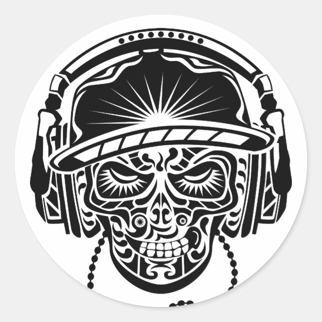TRIBAL SKULL RUNDER AUFKLEBER (Vorderseite)