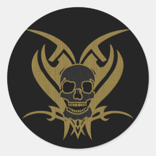 TRIBAL SKULL RUNDER AUFKLEBER