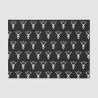 Tribal Snow Stag White Silhouette