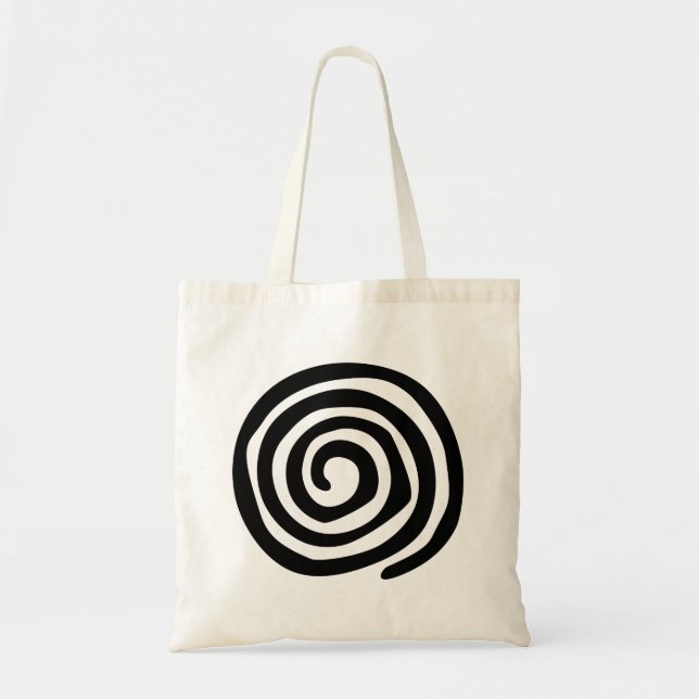 Tribal Spirale Petroglyphe Stammeskunst Tragetasche (Vorne)