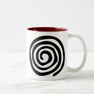 Tribal Spirale Petroglyphe Stammeskunst Zweifarbige Tasse