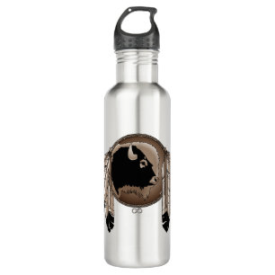 Tribal Spirit Buffalo Native Art Edelstahlflasche