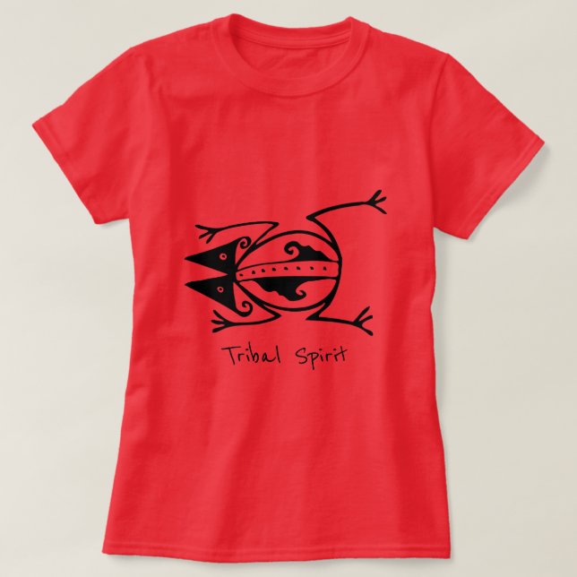 Tribal Spirit Slogan Tribal Frosch Animal Art T-Shirt (Design vorne)