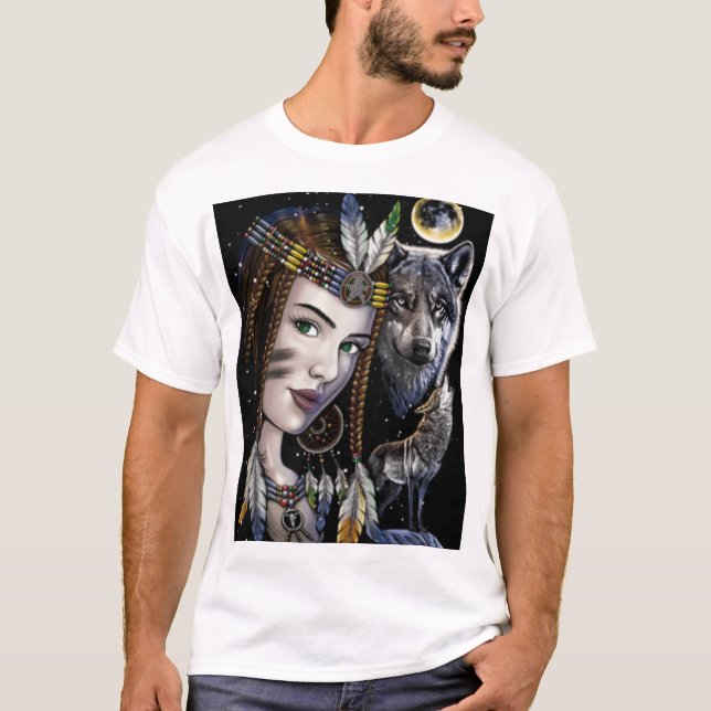 "Tribal Spirit Wolf & Warrior Queen T-Shirt – Bold (Vorderseite)