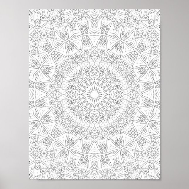 Tribal Starburst Coloring Page Pattern Artwork Poster (Vorne)