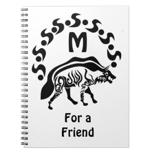 Tribal Strip Hyena Monogram Notizblock