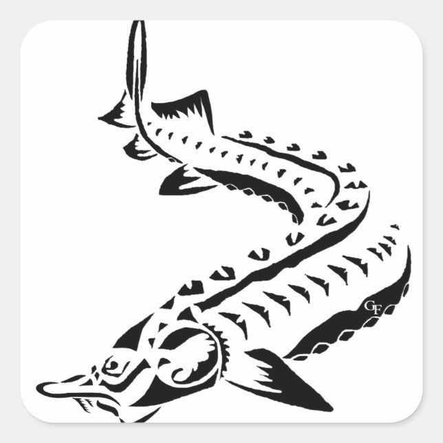 Tribal Sturgeon - Huso Beluga Quadratischer Aufkleber (Vorderseite)