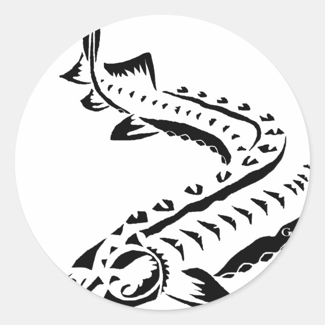 Tribal Sturgeon - Huso Beluga Runder Aufkleber (Vorderseite)