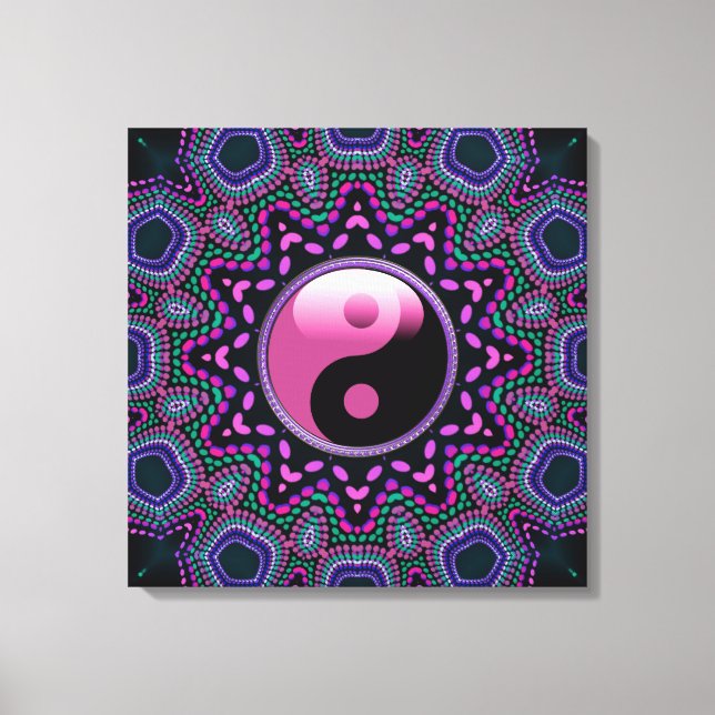Tribal Sun Pink Yin Yang Wrapped Canvas Leinwanddruck (Vorderseite)