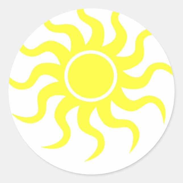 Tribal Sun Yellow Runder Aufkleber (Vorderseite)