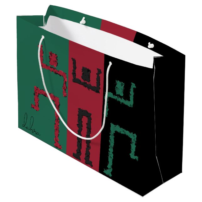 Tribal-Tanz Große Geschenktüte (Rückseite Schrägansicht)