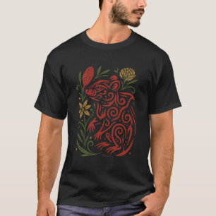 Tribal-Tasmanischer Teufel mit einheimischer Flora T-Shirt