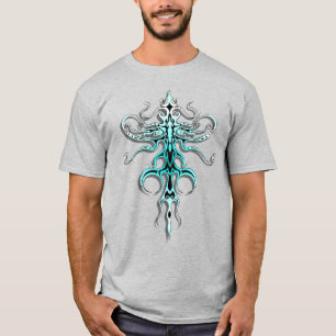 Tribal-Tätowierung Alien-Spezies 217 blau T-Shirt