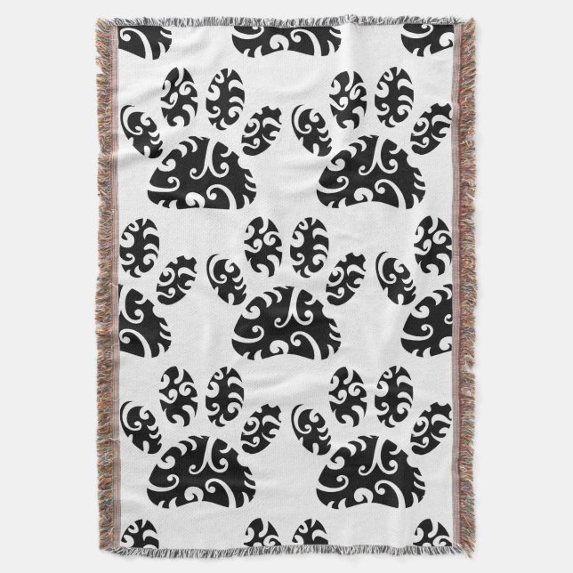 Tribal Tattoo Dog Paw Print Pattern Decke (Vorderseite Vertikal)