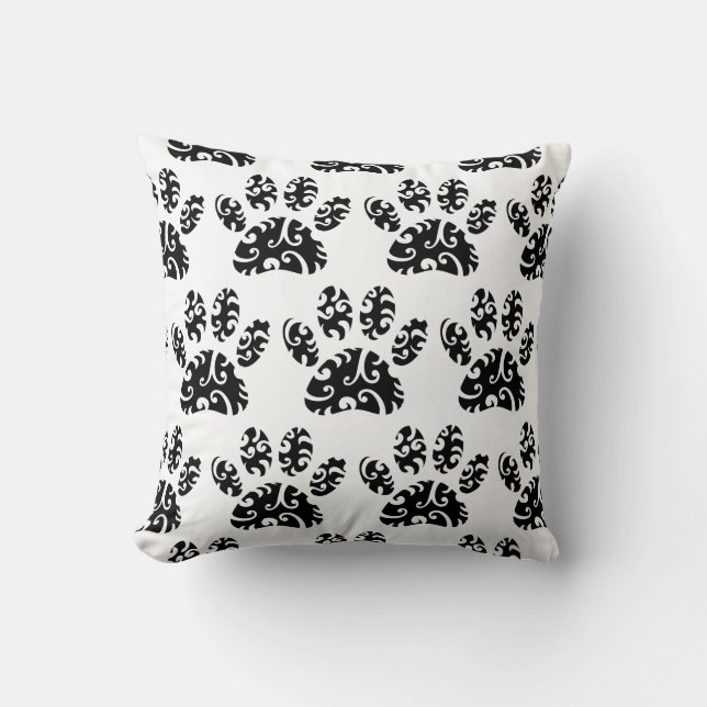 Tribal Tattoo Dog Paw Print Pattern Kissen (Vorderseite)