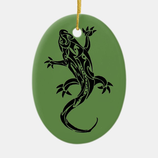 Tribal Tattoo Gecko Ornement Vert (Devant)