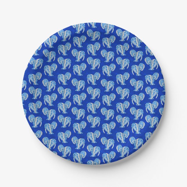 Tribal Tattoo Manatees Ocean Blue Pappteller (Vorderseite)