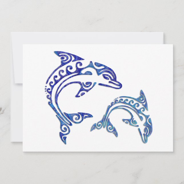 Tribal Tattoo Porpoise Duo Einladung (Vorderseite)