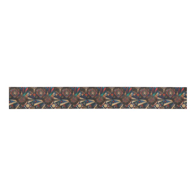Tribal Teal "Ancient Indigenous Chronicles" Grosgr Ripsband (Vorderseite)