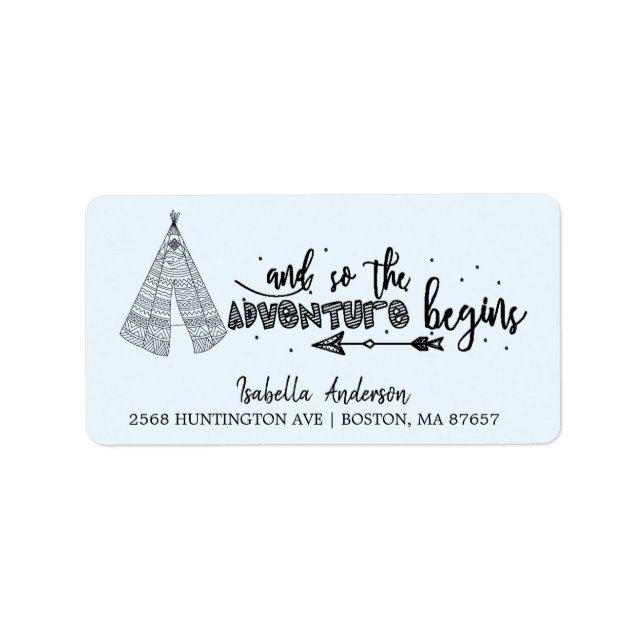 Tribal Teepee Adventure Baby Shooting Address Labe Adressaufkleber (Vorne)