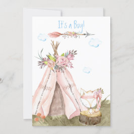 *~* Tribal Teepee Boho Forest Woodland Fox Boy Einladung