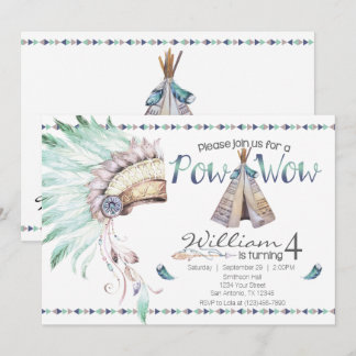 Tribal Teepee Pow Wow Geburtstagsparty Einladung
