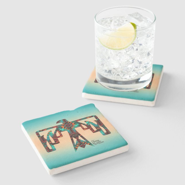 Tribal Thunderbird Stone Untersetzer (Seitenansicht)