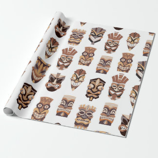 Tribal-Ti-Maske mit hölzernem Guckmuster Geschenkpapier