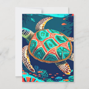 Tribal Tide Turtle Postkarte