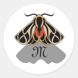 Tribal Tiger Moth Monogram Runder Aufkleber