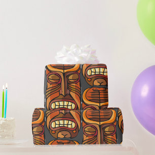 Tribal-Tiki-Maske im polynesischen Stil Geschenkpapier