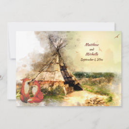 Tribal Tipi und Füchse in Liebe Boho Teepee Weddin Einladung