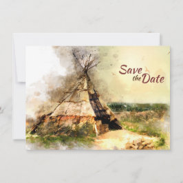 Tribal Tipi und Heart Arrow Boho Teepee Wedding Save The Date