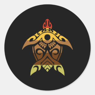 Tribal Turtle Erntedank Day Cool Polynesien Fallen Runder Aufkleber