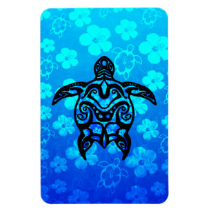 Tribal Turtle Hibiskus Magnet