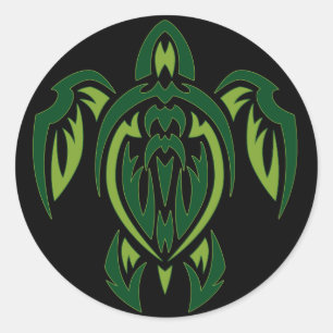 Tribal Turtle Runder Aufkleber