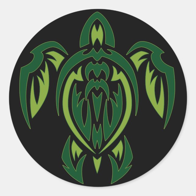 Tribal Turtle Runder Aufkleber (Vorderseite)