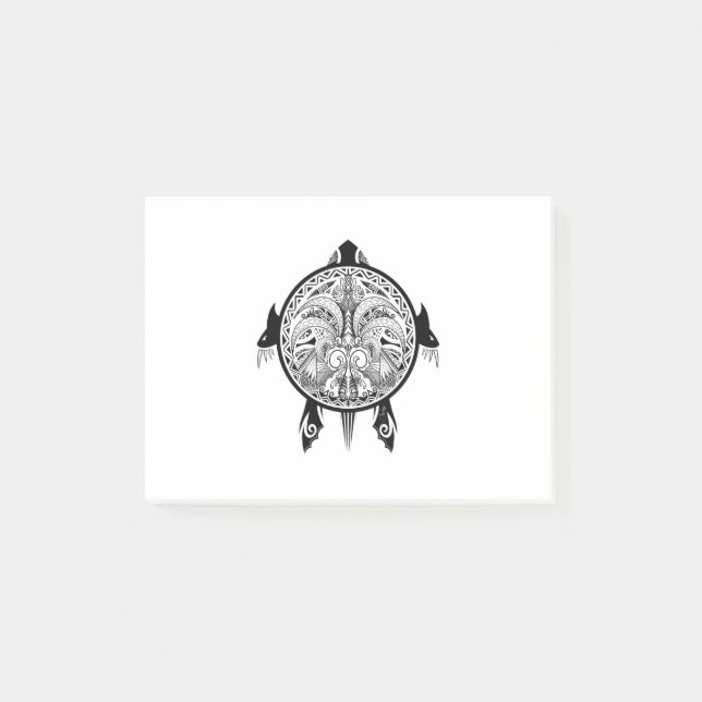 Tribal Turtle Shield Tattoo Post-it Klebezettel (Vorderseite)