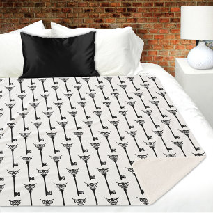 Tribal-Uhu-Skelett-Schlüssel Schwarz Weiß Gothic Sherpadecke
