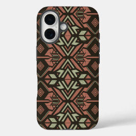 Tribal Vibes - Earthy Geometric Aztec Pattern iPhone 16 Hülle