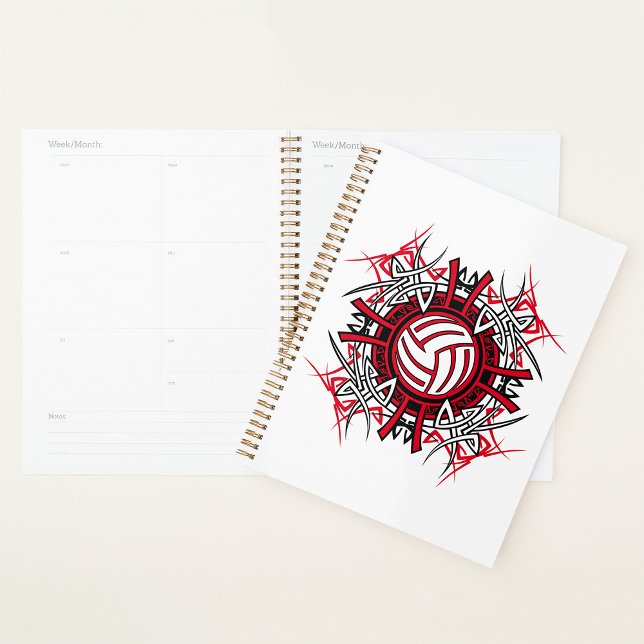 Tribal Volleyball Mandala Rot und Schwarze Sport Planer (Von Creator hochgeladen)