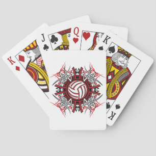 Tribal Volleyball Mandala Rot und Schwarze Sport Spielkarten