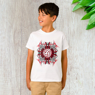 Tribal Volleyball Mandala Rot und Schwarze Sport T-Shirt