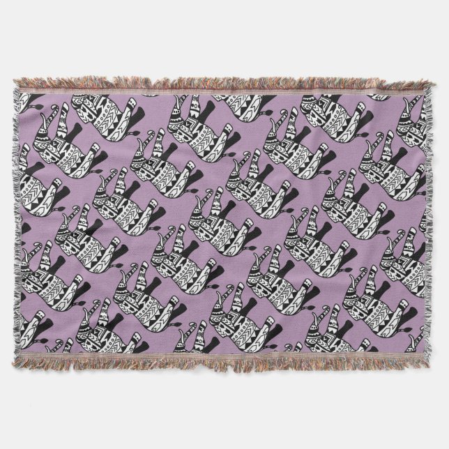 Tribal Walking Elephant Custom Throw Blanket Decke (Vorderseite)