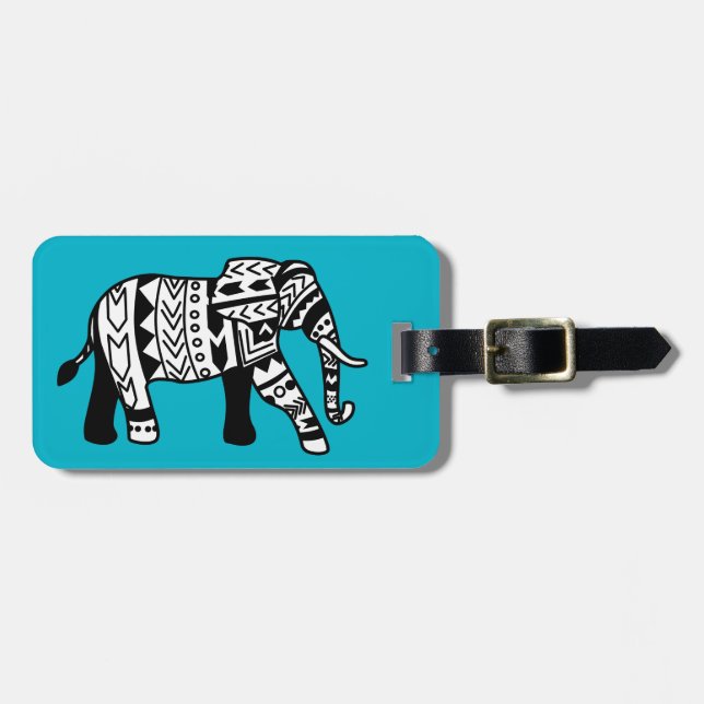 Tribal Walking Elephant Gepäckanhänger (Vorderseite horizontal)