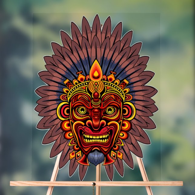 Tribal Warrior King Ritual Mask Acrylschild (Neutral)