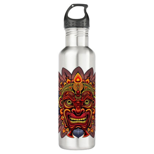 Tribal Warrior King Ritual Mask Edelstahlflasche (Vorderseite)