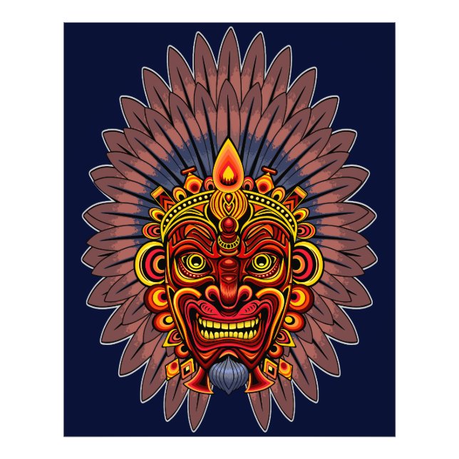 Tribal Warrior King Ritual Mask Fotodruck (Vorne)