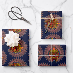 Tribal Warrior King Ritual Mask Geschenkpapier Set